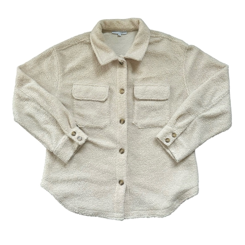 Baltic Born Cream Faux Shearling Fuzzy Button Down Shacket Size XL